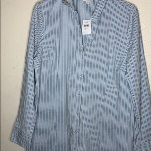 J Jill BlueStriped Button Down Shirt